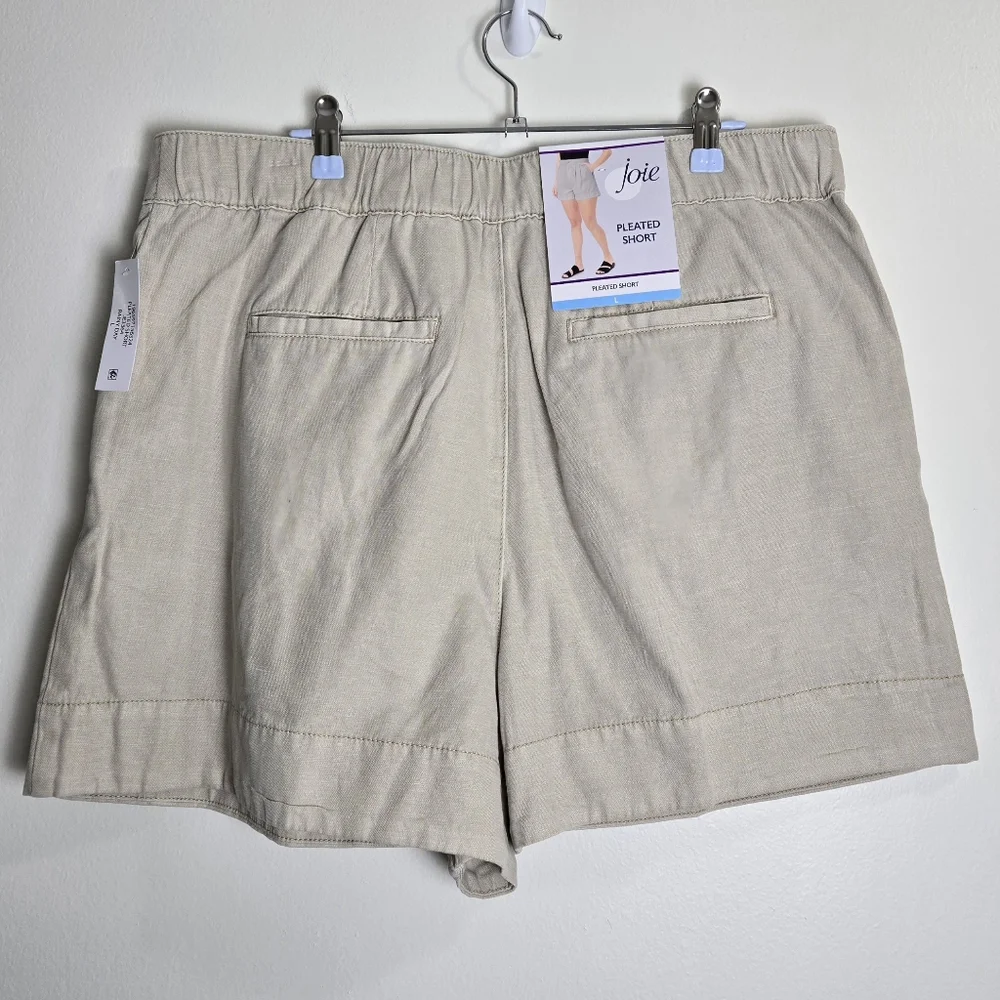 JOIE Cotton Linen Blend‎ Minimalist Neutral Beige Pleated Short L